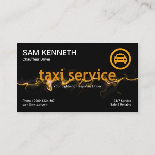 黄色稲妻対応タクシー運転手 名刺 (正面)