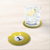 黄色第1ビリヤードの玉突の玉 ラウンドペーパーコースター (インサイチュ)