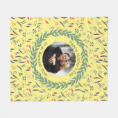 黄色素晴らしフローラ母とPHOTO母の日 フリースブランケット (正面(横))