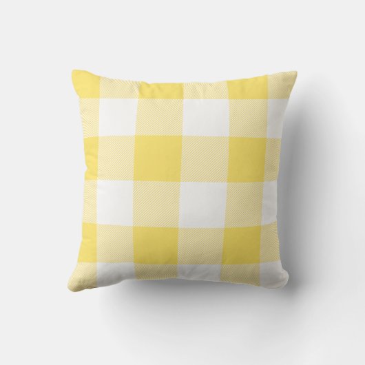 黄色素朴と白のバッファローのチェックのプレイド クッション (裏面)