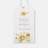 黄色素朴のひまわり結婚水色 ギフトタグ (正面)