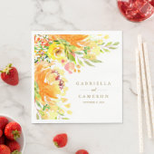 黄色素朴の花の水の色結婚の スタンダードランチョンナプキン (インサイチュ)