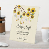 黄色素朴の花メイスン結婚ジャーの安全 台座サイン (インサイチュ)