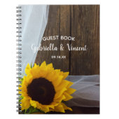 黄色素朴ひまわり及びバーンドウッド結婚ズ ノートブック (正面)
