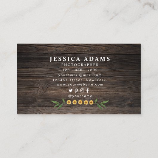 黄色素朴ひまわり水彩木造 名刺 (裏面)