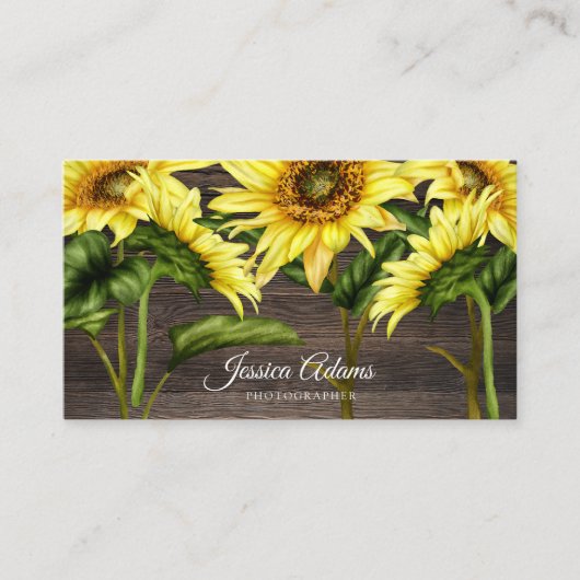 黄色素朴ひまわり水彩木造 名刺 (正面)