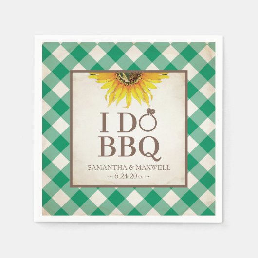 黄色素朴ひまわりI Do BBQ スタンダードカクテルナプキン (正面)