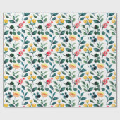 黄色素朴スタイリッシュ水彩花の模様 ラッピングペーパー (フラット)