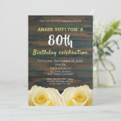 黄色素朴バラ80位誕生日フローラパーティー 招待状 (スタンド正面)