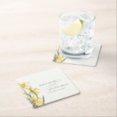 黄色素朴フローラ水彩結婚色 スクエアペーパーコースター (インサイチュ)