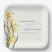 黄色素朴フローラ水色結婚の ペーパープレート (正面)
