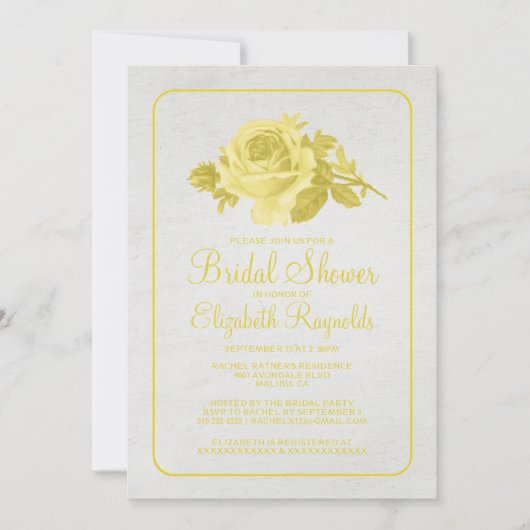 黄色素朴フローラ/花ブライダルシャワー招待状 招待状 (正面)