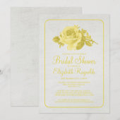 黄色素朴フローラ/花ブライダルシャワー招待状 招待状 (正面/裏面)