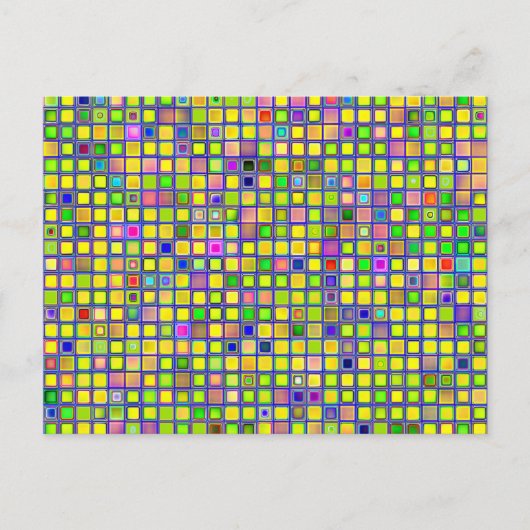 黄色素朴モザイク「粘土」タイル模様 ポストカード (正面)