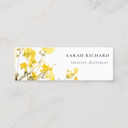 黄色素朴水彩ワイルドフラワーボホフローラ スキニー名刺 (正面)