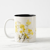 黄色素朴水彩ワイルドフラワーボホフローラ ツートーンマグカップ (左)