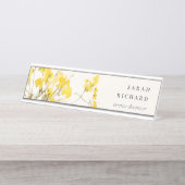 黄色素朴水彩ワイルドフラワーボホフローラ デスクネームプレート (正面)