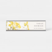 黄色素朴水彩ワイルドフラワーボホフローラ デスクネームプレート (正面)