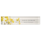 黄色素朴水彩ワイルドフラワーボホフローラ デスクネームプレート (正面)