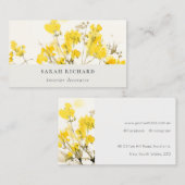黄色素朴水彩ワイルドフラワーボホフローラ 名刺 (正面/裏面)