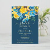 黄色素朴青フローラ水色ブライダルシャワー 招待状 (スタンド正面)