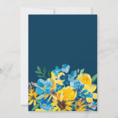 黄色素朴青フローラ水色ブライダルシャワー 招待状 (裏面)