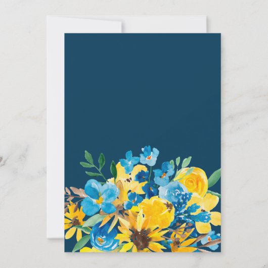 黄色素朴青フローラ水色ベビーシャワー 招待状 (裏面)