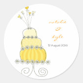 黄色結婚のケーキありがとうギフトラベルシール ラウンドシール (正面)