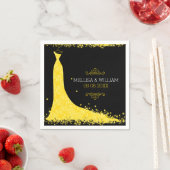 黄色結婚のドレスと黒の背景 スタンダードカクテルナプキン (インサイチュ)