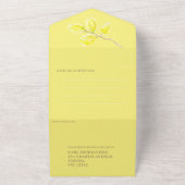 黄色結婚の柳のカタキン水色と写真 オールインワン招待状 (外側)