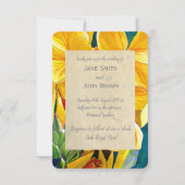 黄色結婚の花の水彩素朴な 招待状 (正面)