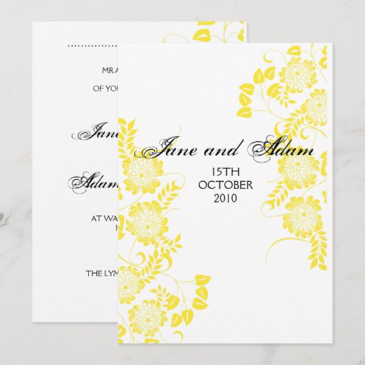 黄色結婚の 招待状 (正面/裏面)