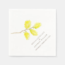 黄色結婚ヤナギ紙ナプキン スタンダードカクテルナプキン