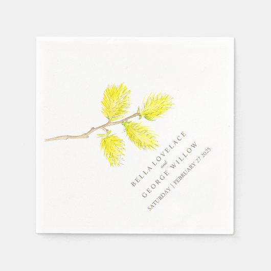 黄色結婚ヤナギ紙ナプキン スタンダードカクテルナプキン (正面)