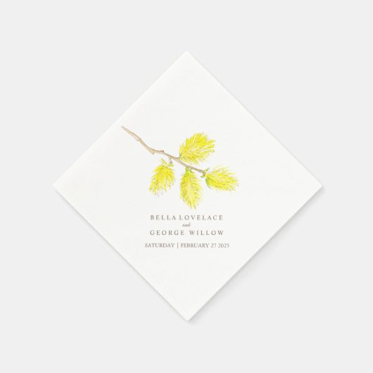 黄色結婚ヤナギ紙ナプキン スタンダードカクテルナプキン (角)