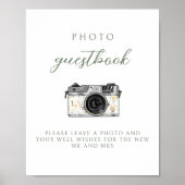 黄色結婚野花のフォトゲストブック ポスター (正面)