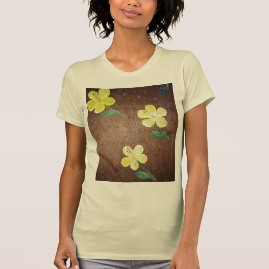 黄色絵を描の花のtシャツ tシャツ (正面)