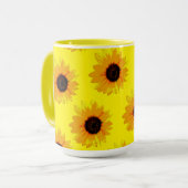 黄色絵を描油ひまわりマグカップ マグカップ (正面左)