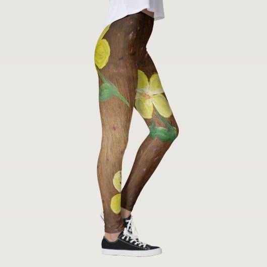 黄色絵を描花 レギンス (右)