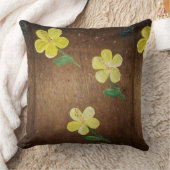 黄色絵画花 クッション (ブランケット)