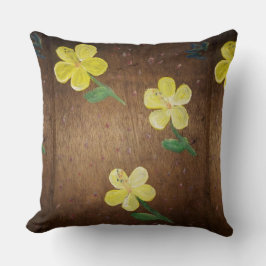 黄色絵画花 クッション