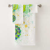 黄色緑のタツノオトシゴのしぶき バスタオルセット (インサイチュ)