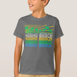 黄色緑のレトロのMiami BeachフロリダのTシャツ Tシャツ