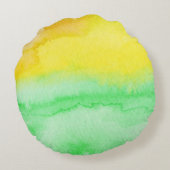 黄色緑の水彩画私の日光の枕です ラウンドクッション (裏面)