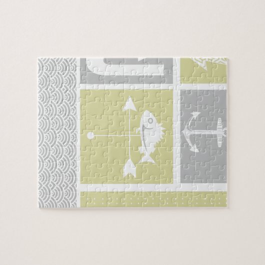 黄色航海のと灰色のいかり魚の天気表 ジグソーパズル (横)