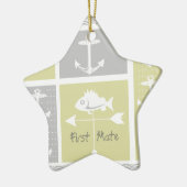 黄色航海のと灰色のいかり魚の天気表 セラミックオーナメント (左)