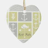 黄色航海のと灰色のいかり魚の天気表 セラミックオーナメント (右)