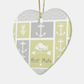 黄色航海のと灰色のいかり魚の天気表 セラミックオーナメント (左)