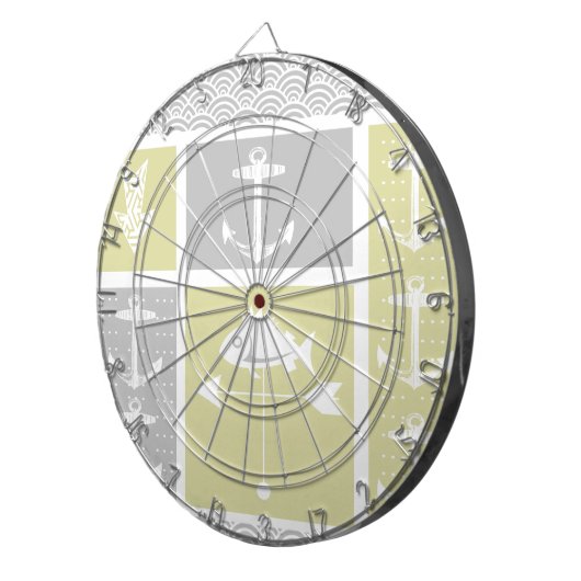黄色航海のと灰色のいかり魚の天気表 ダーツボード (正面右)