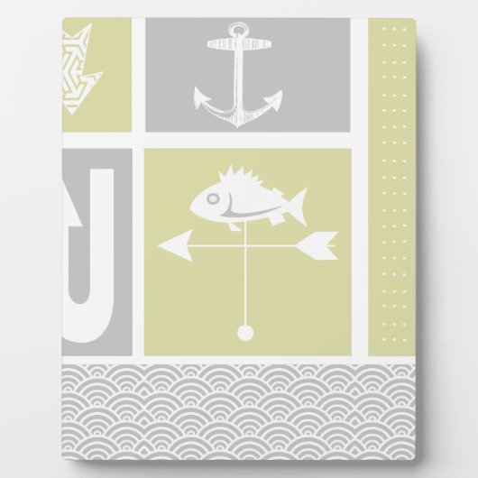 黄色航海のと灰色のいかり魚の天気表 フォトプラーク (正面)